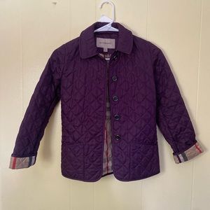Girls' purple Burberry quilted jacket